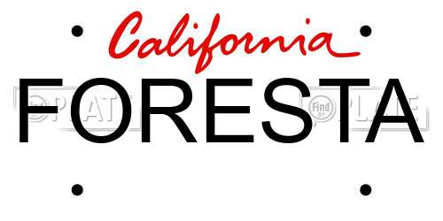 FORESTA California License Plate