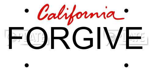 FORGIVE California License Plate