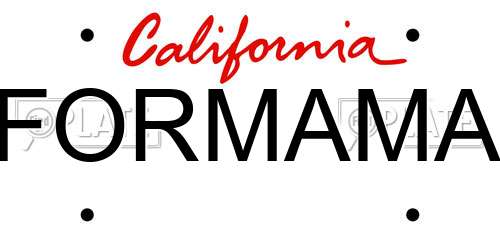 FORMAMA California License Plate
