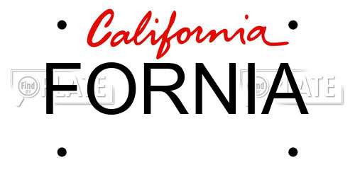 FORNIA California License Plate