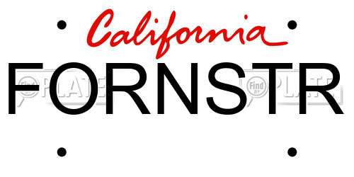 FORNSTR California License Plate