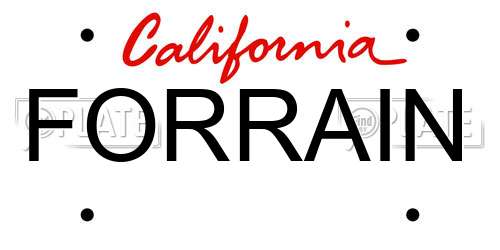 FORRAIN California License Plate
