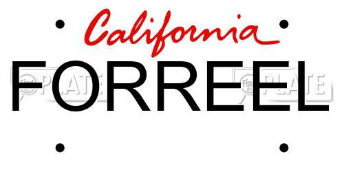FORREEL California License Plate