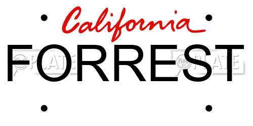 FORREST California License Plate