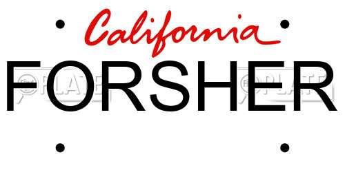 FORSHER California License Plate