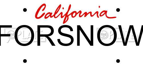 FORSNOW California License Plate
