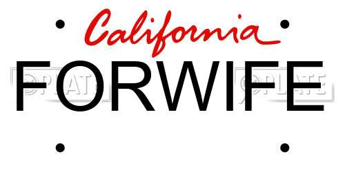 FORWIFE California License Plate