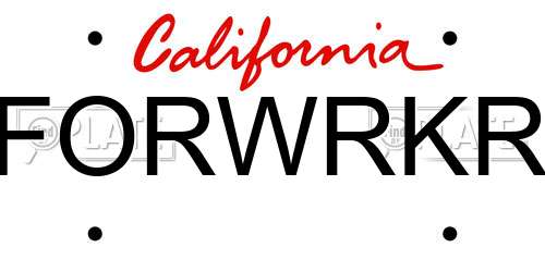 FORWRKR California License Plate