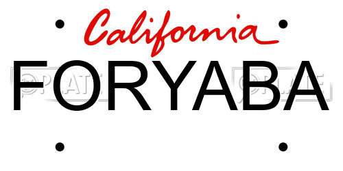 FORYABA California License Plate