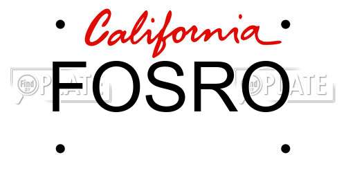 FOSRO California License Plate