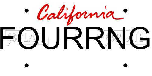 FOURRNG California License Plate