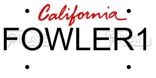 FOWLER1 California License Plate