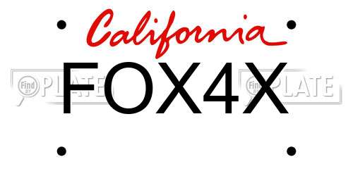 FOX4X California License Plate