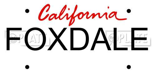 FOXDALE California License Plate