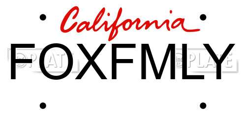 FOXFMLY California License Plate