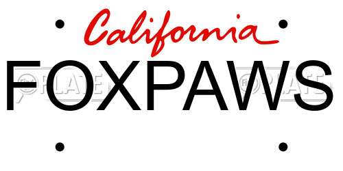 FOXPAWS California License Plate