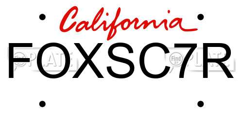 FOXSC7R California License Plate