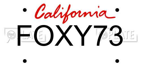 FOXY73 California License Plate