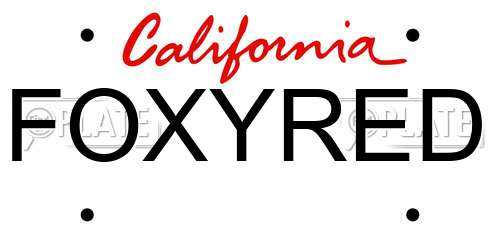 FOXYRED California License Plate