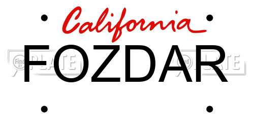 FOZDAR California License Plate