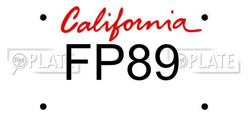 FP89 California License Plate