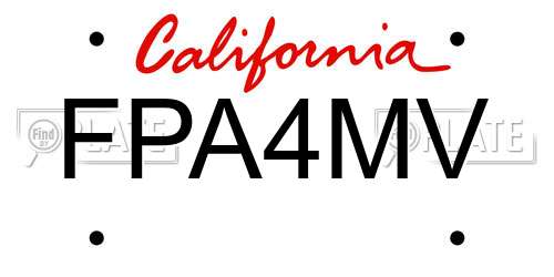 FPA4MV California License Plate