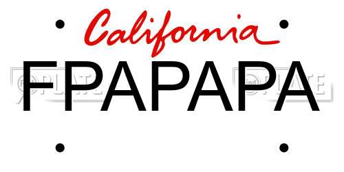 FPAPAPA California License Plate