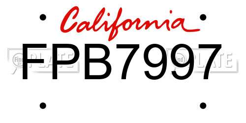 FPB7997 California License Plate
