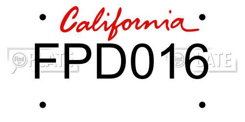 FPD016 California License Plate