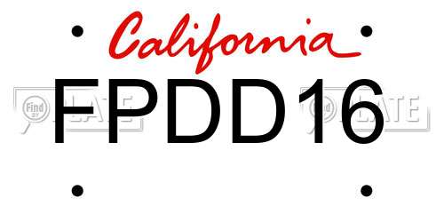 FPDD16 California License Plate