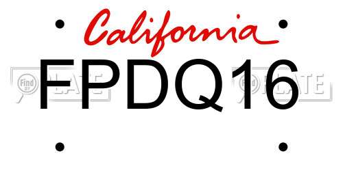 FPDQ16 California License Plate