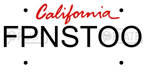 FPNSTOO California License Plate