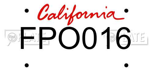 FPO016 California License Plate