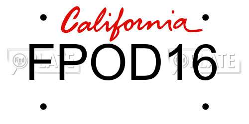 FPOD16 California License Plate