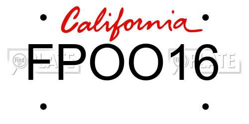 FPOO16 California License Plate