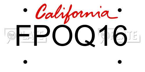 FPOQ16 California License Plate
