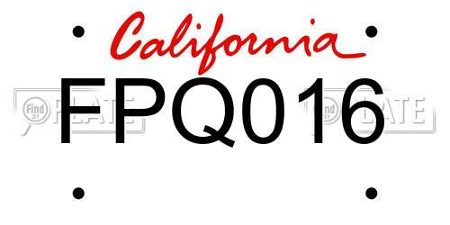 FPQ016 California License Plate