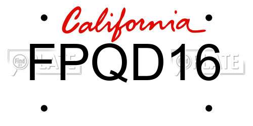 FPQD16 California License Plate