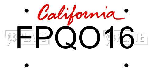 FPQO16 California License Plate