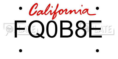 FQ0B8E California License Plate