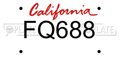 FQ688 California License Plate