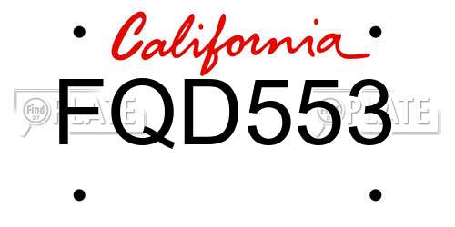 FQD553 California License Plate