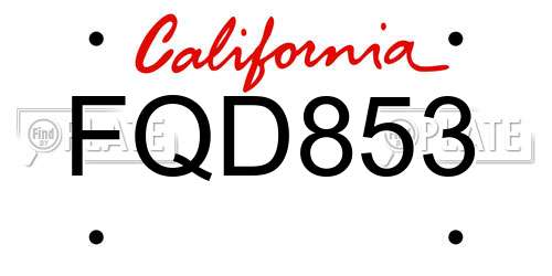 FQD853 California License Plate