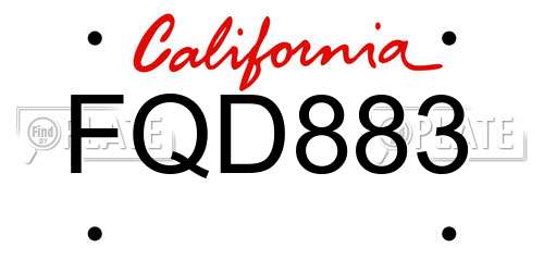 FQD883 California License Plate