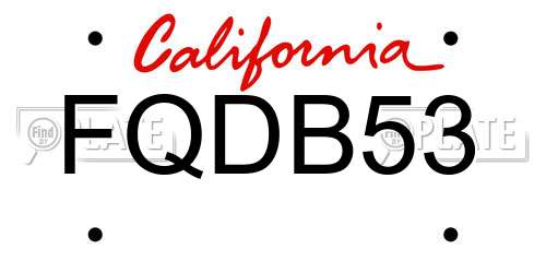 FQDB53 California License Plate