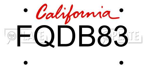 FQDB83 California License Plate