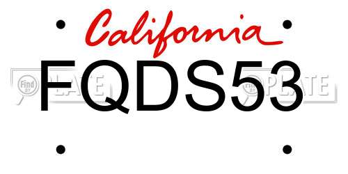 FQDS53 California License Plate