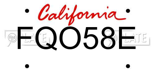 FQO58E California License Plate
