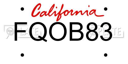 FQOB83 California License Plate