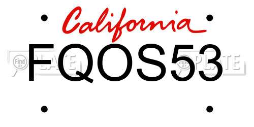 FQOS53 California License Plate